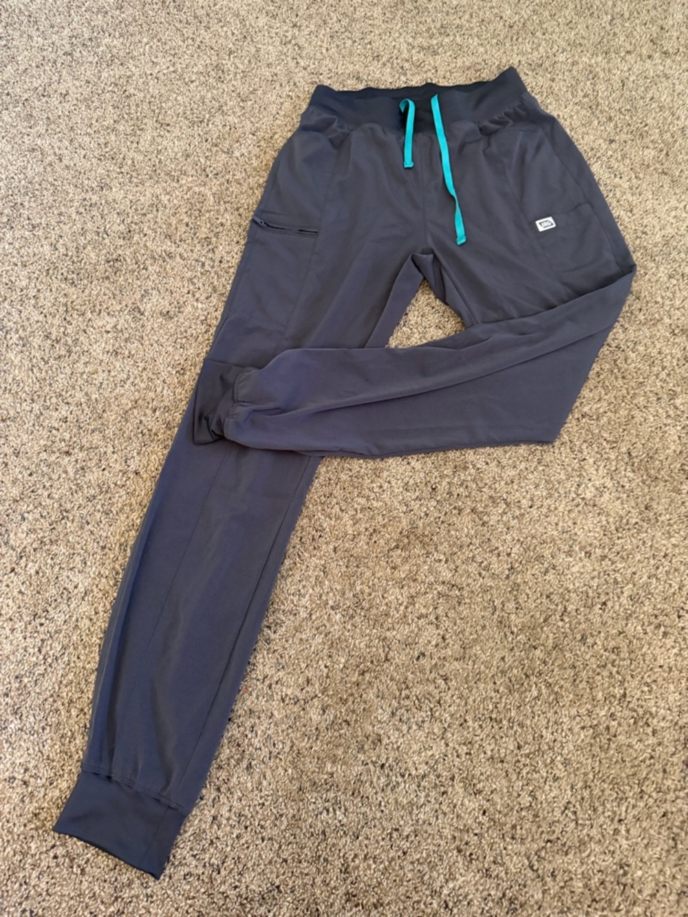 MT Dark Gray Joggers with Teal Drawstring